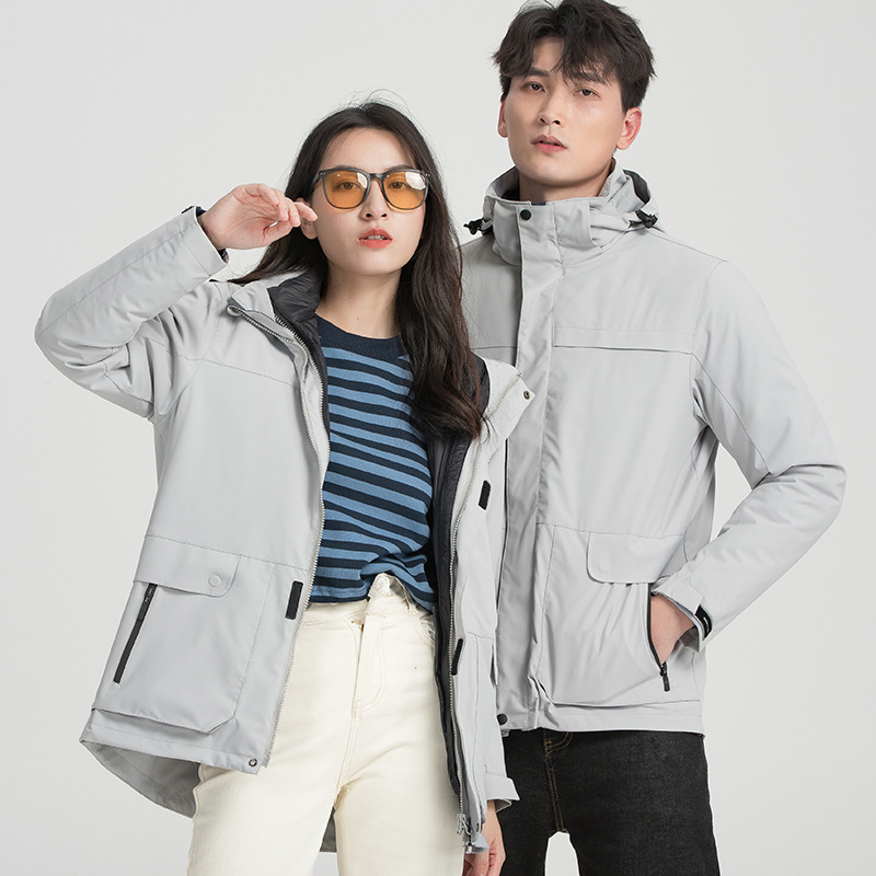 신상 트리오 다운 바람막이 남성용 방수 방한 그래핀 야상 여성용 오리털 비즈니스 코트