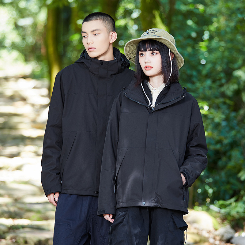 듀폰 세 가지 바람막이 남성용 아웃도어용 방풍, 방수, 오일, 보온 여성용 세 가지 통합 바람막이입니다