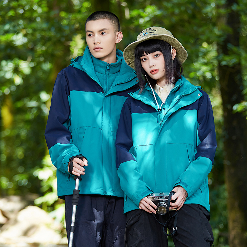 듀폰 세 가지 바람막이 남성용 아웃도어용 방풍, 방수, 오일, 보온 여성용 세 가지 통합 바람막이입니다