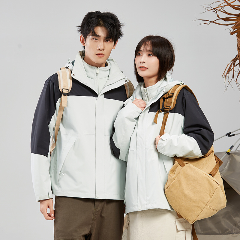 남 아웃도어용 방수 보온 아우터 탈부착 폴라폴리스 여성용 바람막이입니다