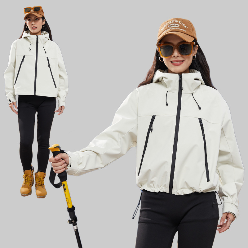 테플론 3 바람막이 여성용 쇼트 방수 통기 아웃도어 라이딩 바람막이 하이킹 코트입니다