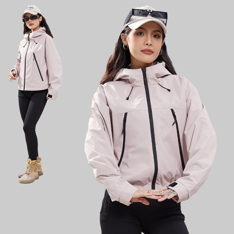 테플론 3 바람막이 여성용 쇼트 방수 통기 아웃도어 라이딩 바람막이 하이킹 코트입니다
