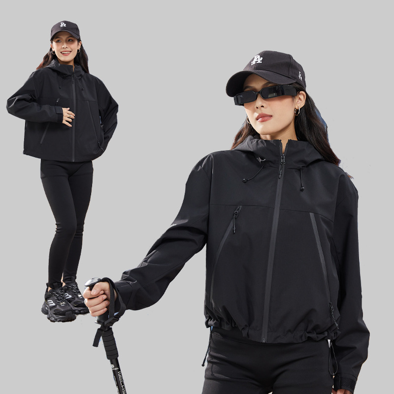 테플론 3 바람막이 여성용 쇼트 방수 통기 아웃도어 라이딩 바람막이 하이킹 코트입니다