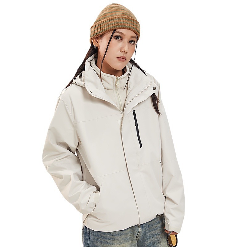 같은 스타일의 바람막이 재킷은 여성은 3원 원 바람막이 재킷이고 남성은 야외 방풍 방수 외투 작업복입니다