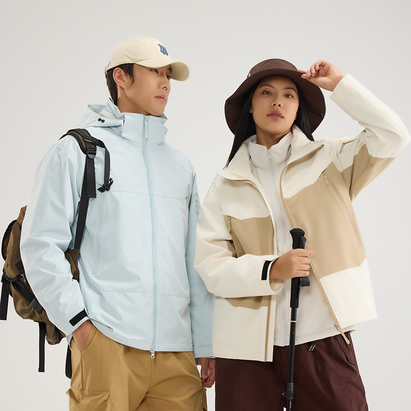 3 피스 바람막이 남녀 전용 아웃도어 방풍 방수 전문 등산 스키복 아우터입니다