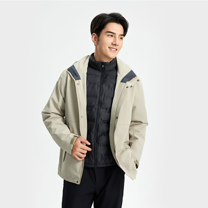 고급 비즈니스맨 오리털 바람막이 재킷 3 피스 일 남녀 실외 작업복 방풍 방수 외투 주문 제작한다