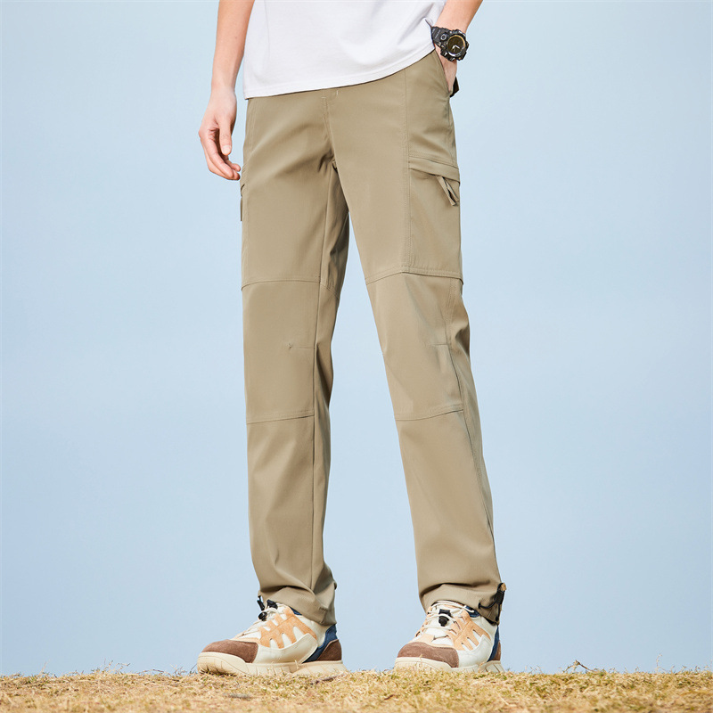 얇은 산통 바람막이 바지 남녀 스포츠 캐주얼 속건바지 멀티팩 작업복 바지 통통 큰 사이즈 등산복 바지 남자