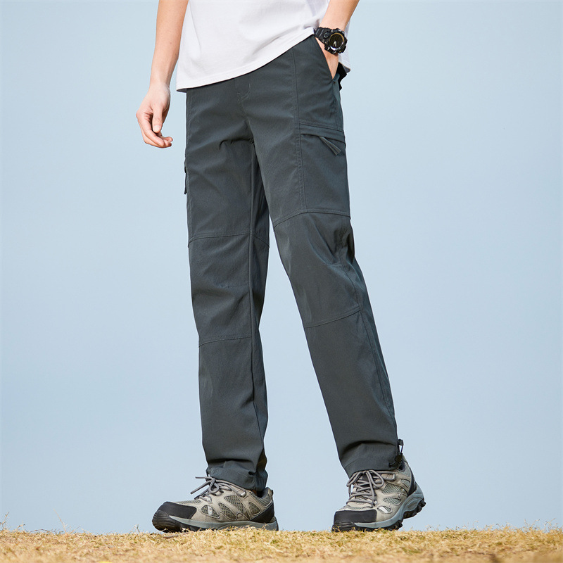 얇은 산통 바람막이 바지 남녀 스포츠 캐주얼 속건바지 멀티팩 작업복 바지 통통 큰 사이즈 등산복 바지 남자