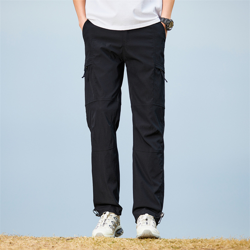 얇은 산통 바람막이 바지 남녀 스포츠 캐주얼 속건바지 멀티팩 작업복 바지 통통 큰 사이즈 등산복 바지 남자
