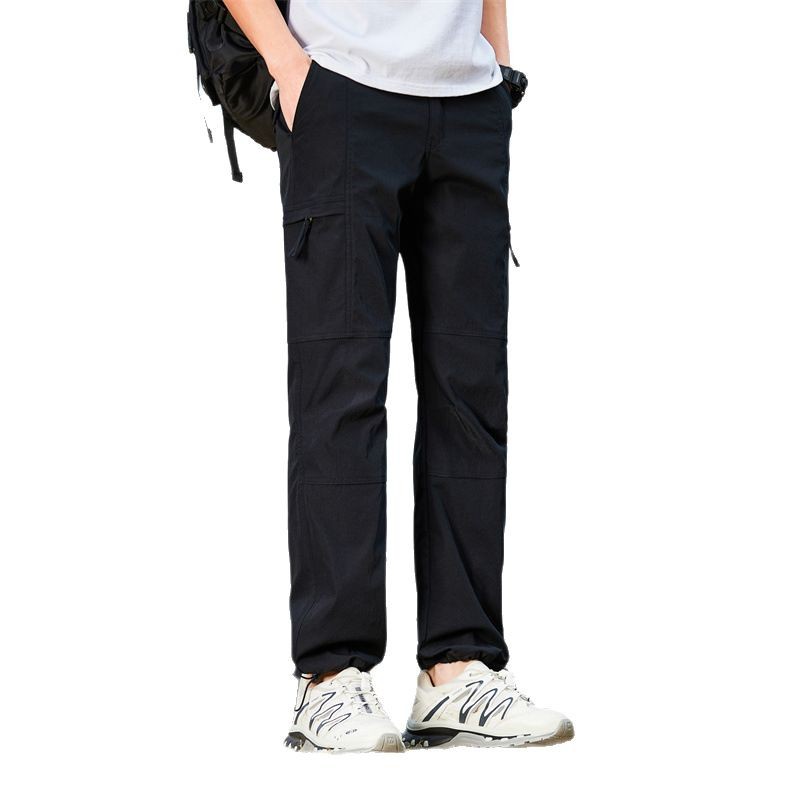 얇은 산통 바람막이 바지 남녀 스포츠 캐주얼 속건바지 멀티팩 작업복 바지 통통 큰 사이즈 등산복 바지 남자