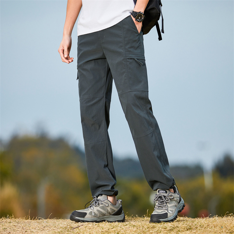 얇은 산통 바람막이 바지 남녀 스포츠 캐주얼 속건바지 멀티팩 작업복 바지 통통 큰 사이즈 등산복 바지 남자