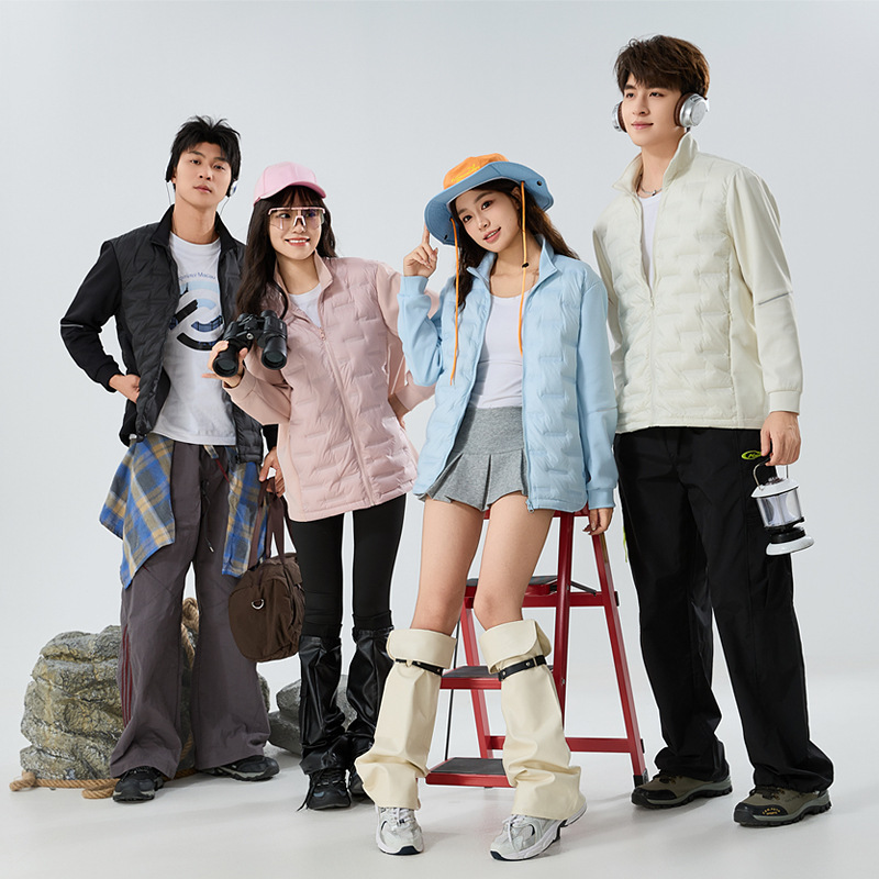2025 신상 얇고 가벼운 패딩 점퍼 여자 가을겨울 커플 얇은 차이나 칼라에 두꺼운 그래핀 보온 점퍼 남자