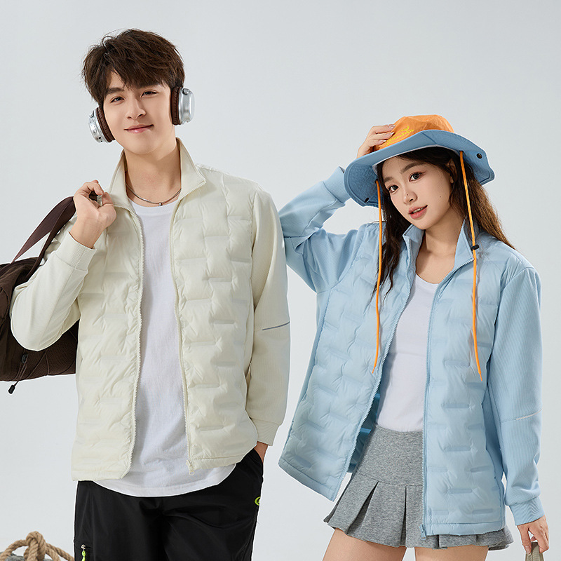 2025 신상 얇고 가벼운 패딩 점퍼 여자 가을겨울 커플 얇은 차이나 칼라에 두꺼운 그래핀 보온 점퍼 남자