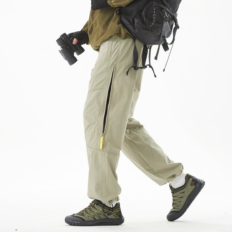 아웃도어 바람막이 바지 남녀 가을 낙하산 바지 산계 기능 방수 등산 운동 바지 캐주얼 바지 상표 부착