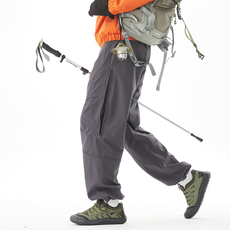 아웃도어 바람막이 바지 남녀 가을 낙하산 바지 산계 기능 방수 등산 운동 바지 캐주얼 바지 상표 부착