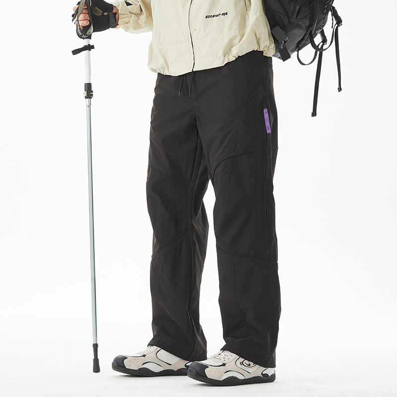 아웃도어 바람막이 바지 남녀 가을 낙하산 바지 산계 기능 방수 등산 운동 바지 캐주얼 바지 상표 부착
