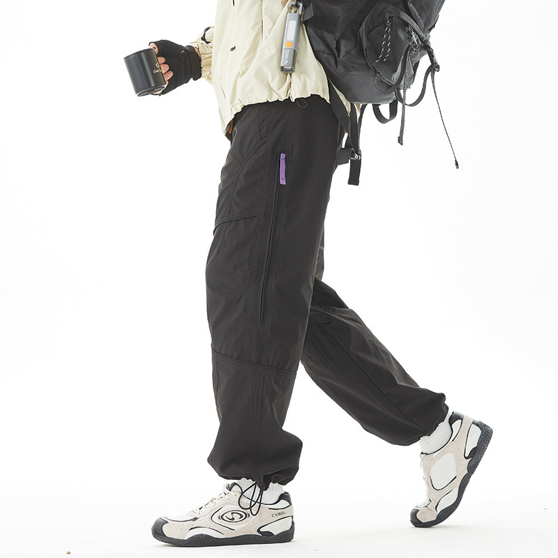 아웃도어 바람막이 바지 남녀 가을 낙하산 바지 산계 기능 방수 등산 운동 바지 캐주얼 바지 상표 부착