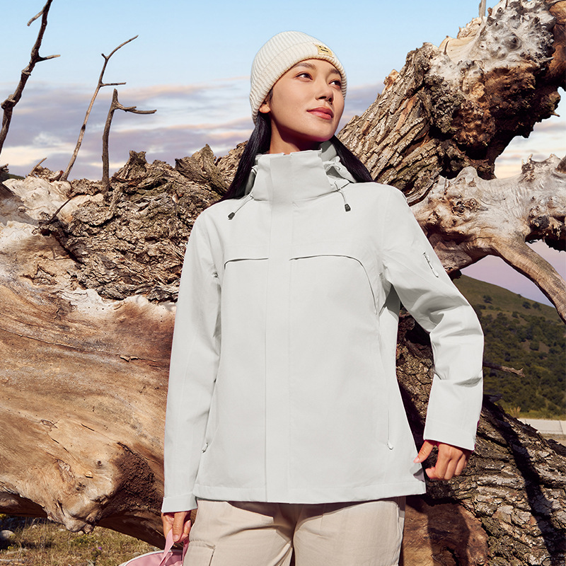 주작색 바람막이 재킷 여성 실외 국가 표준 방수 남성 3인 1 방풍 등산복 주문 제작하였다