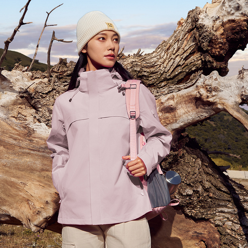 주작색 바람막이 재킷 여성 실외 국가 표준 방수 남성 3인 1 방풍 등산복 주문 제작하였다