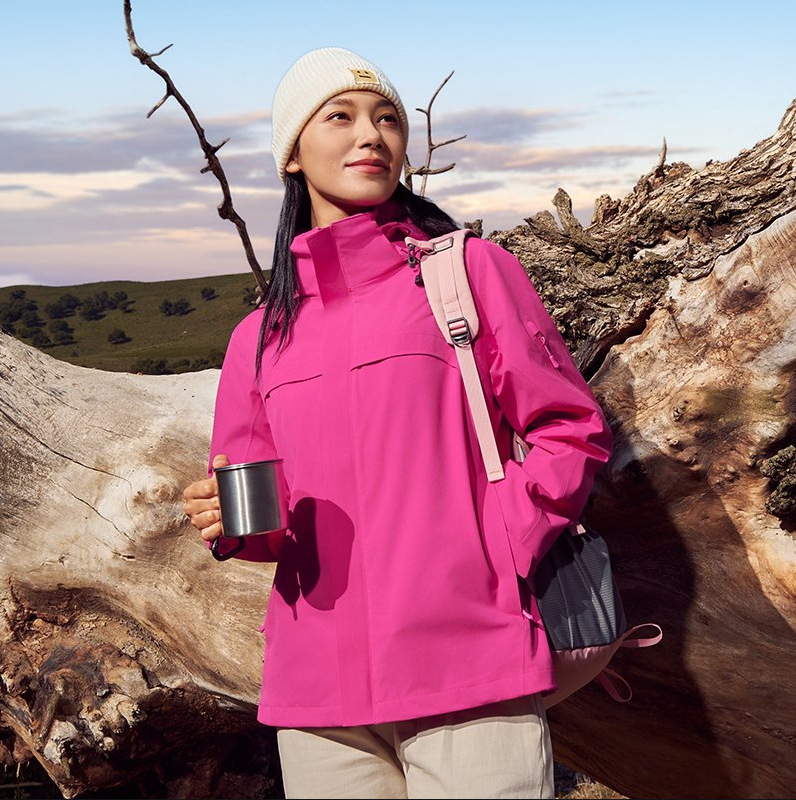 주작색 바람막이 재킷 여성 실외 국가 표준 방수 남성 3인 1 방풍 등산복 주문 제작하였다