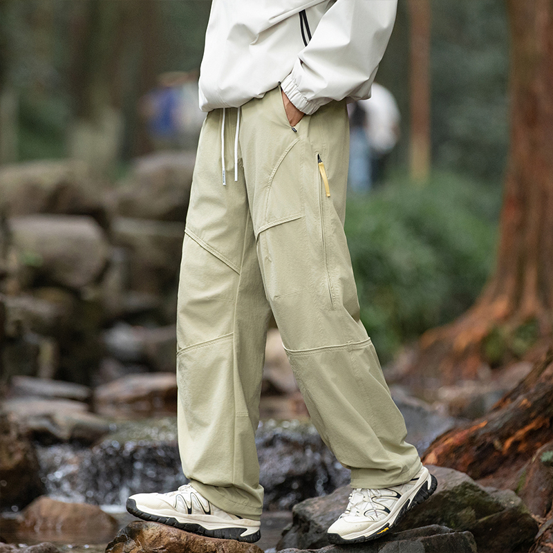 아메리칸 아웃도어 돌출 카고 남성용 가을 속건 살수 방지 등산 긴 바지 사이드 체인 스포츠 캐주얼 바지입니다