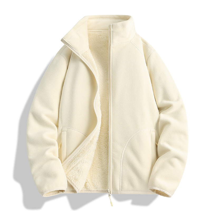 가을 겨울 신상품 오리털 아우터 여성 기모를 도톰하게 덧댄 고급스러운 느낌의 캐주얼 카디건 플리스 아우터 속관 바람막이 남성