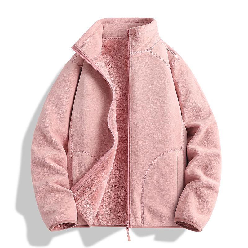 가을 겨울 신상품 오리털 아우터 여성 기모를 도톰하게 덧댄 고급스러운 느낌의 캐주얼 카디건 플리스 아우터 속관 바람막이 남성