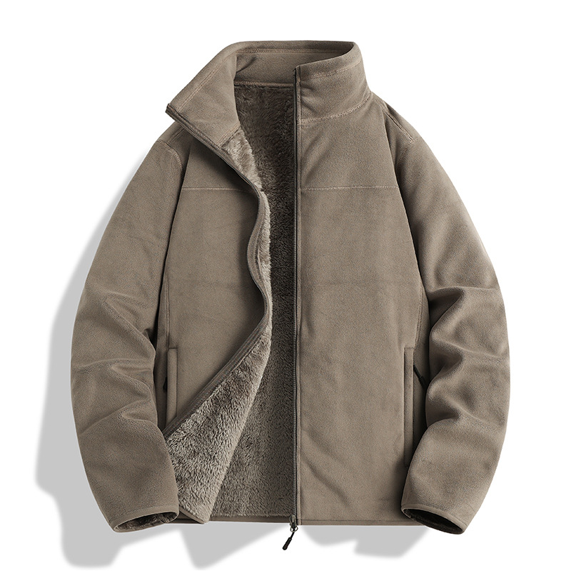 가을 겨울 신상품 오리털 아우터 여성 기모를 도톰하게 덧댄 고급스러운 느낌의 캐주얼 카디건 플리스 아우터 속관 바람막이 남성