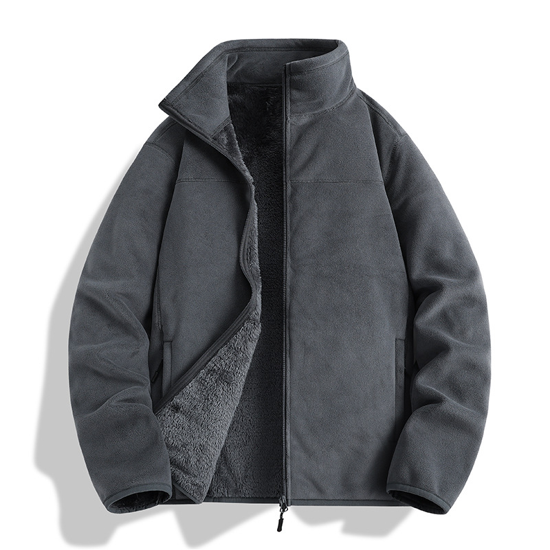 가을 겨울 신상품 오리털 아우터 여성 기모를 도톰하게 덧댄 고급스러운 느낌의 캐주얼 카디건 플리스 아우터 속관 바람막이 남성