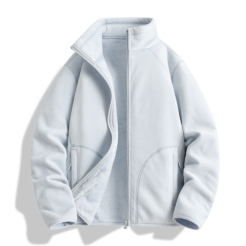 가을 겨울 신상품 오리털 아우터 여성 기모를 도톰하게 덧댄 고급스러운 느낌의 캐주얼 카디건 플리스 아우터 속관 바람막이 남성