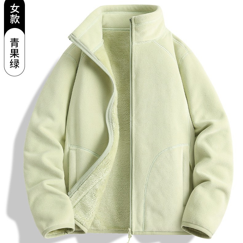 가을 겨울 신상품 오리털 아우터 여성 기모를 도톰하게 덧댄 고급스러운 느낌의 캐주얼 카디건 플리스 아우터 속관 바람막이 남성