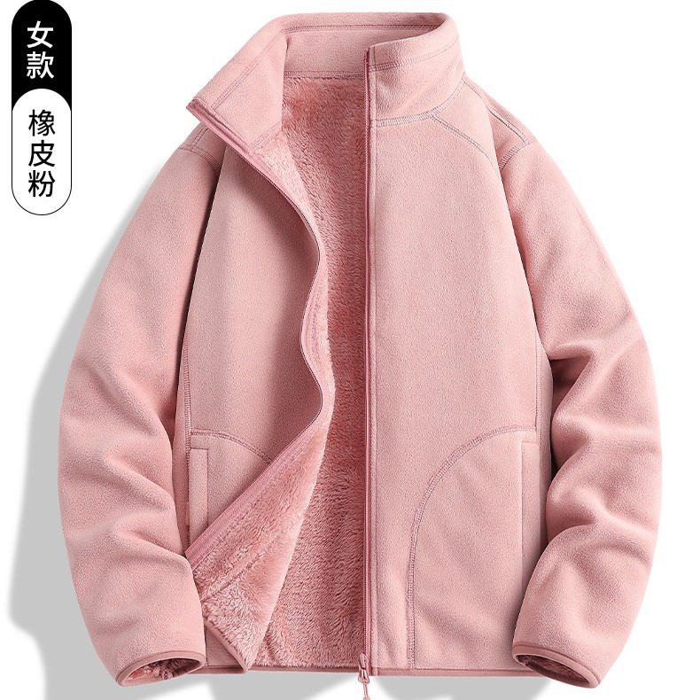 가을 겨울 신상품 오리털 아우터 여성 기모를 도톰하게 덧댄 고급스러운 느낌의 캐주얼 카디건 플리스 아우터 속관 바람막이 남성