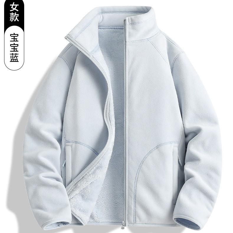 가을 겨울 신상품 오리털 아우터 여성 기모를 도톰하게 덧댄 고급스러운 느낌의 캐주얼 카디건 플리스 아우터 속관 바람막이 남성