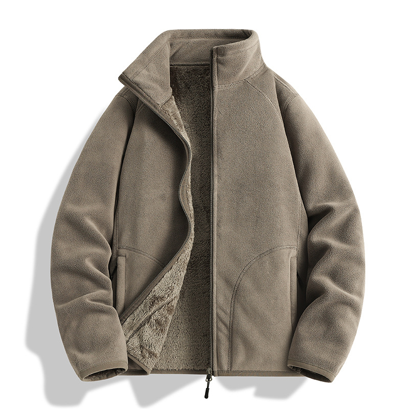 가을 겨울 신상품 오리털 아우터 여성 기모를 도톰하게 덧댄 고급스러운 느낌의 캐주얼 카디건 플리스 아우터 속관 바람막이 남성