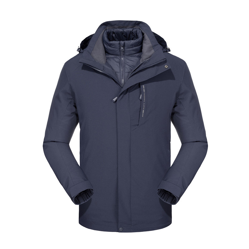 품질 3 피스 다운 바람막이 남성용 방수 방풍 투피스 아우터 여성용 방한 아우터 커스텀 로고