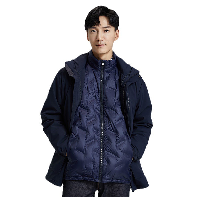 3 통합 다운 바람막이 재킷 남성은 방수, 방풍, 보온 여행 재킷 여성은 큰 포켓 작업복 주문 제작 로고