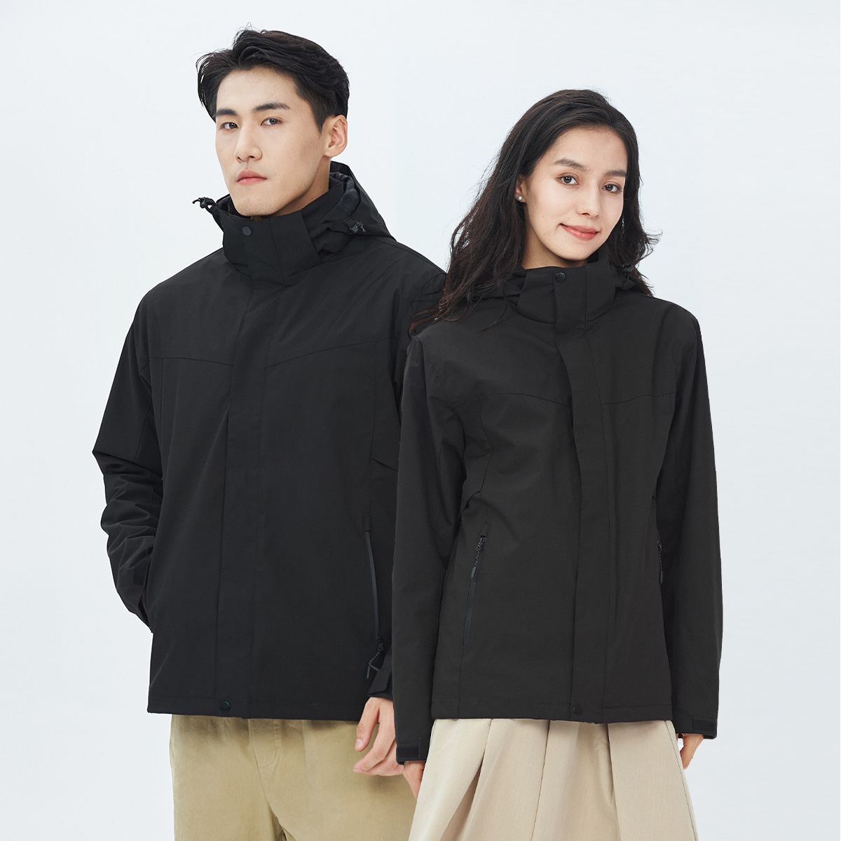 남성용 삼합일 바람막이옷 보온성 오일오염 방지 실버폭스 벨벳 재킷 여성 야외복 맞춤 로고