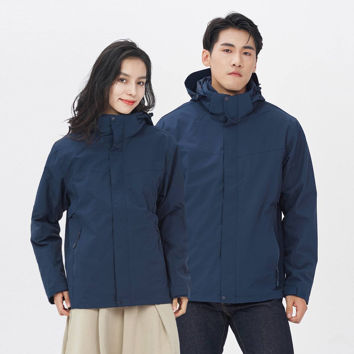 남성용 삼합일 바람막이옷 보온성 오일오염 방지 실버폭스 벨벳 재킷 여성 야외복 맞춤 로고