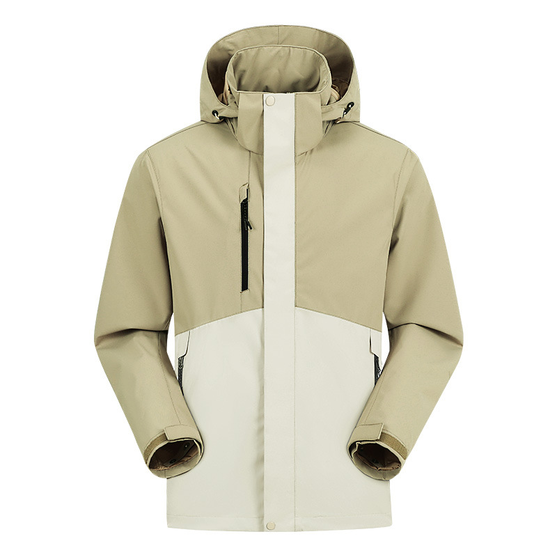 컬러 블록 싱글 바람막이 남성용 방수 아웃도어용 트렌치코트이며 여성용 여행 코트입니다