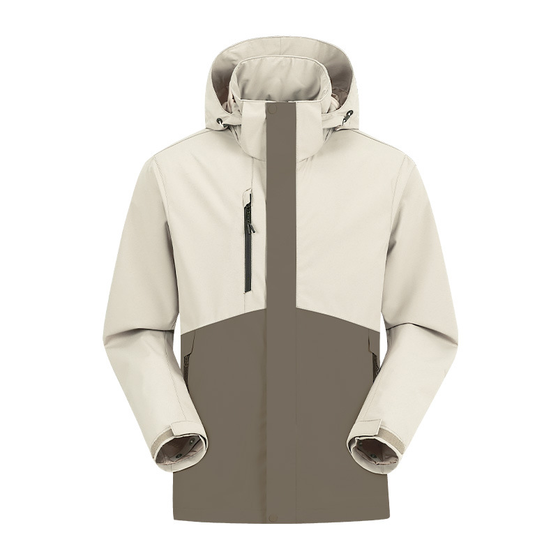 컬러 블록 싱글 바람막이 남성용 방수 아웃도어용 트렌치코트이며 여성용 여행 코트입니다