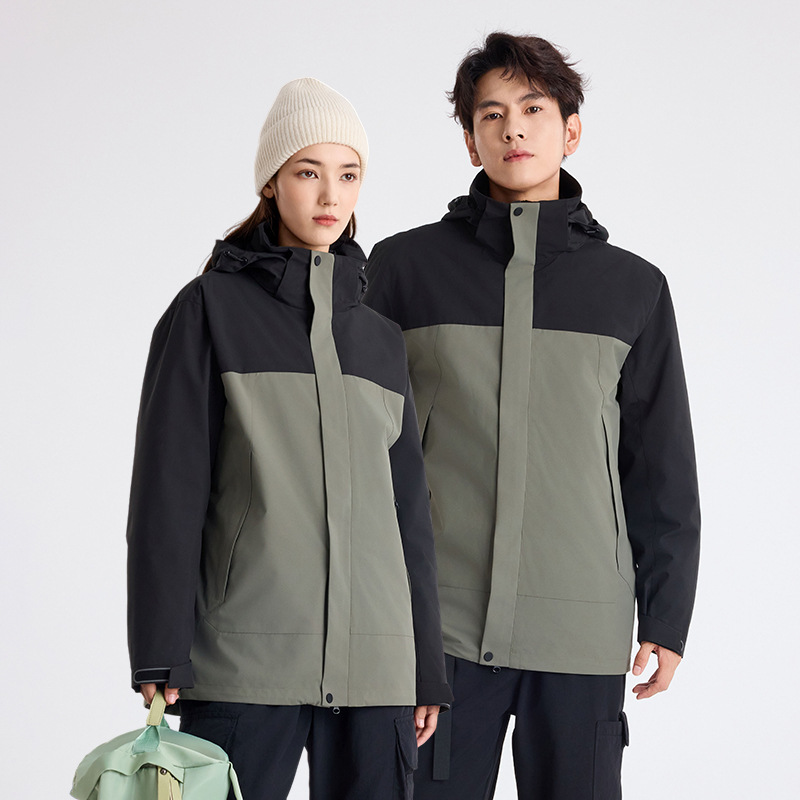 새로운 디자인 콜라보레이팅 다운 바람막이 옷 3 피스 1 방수 살수 방지 남성 기업 작업복 방수 외투 여성 맞춤 로고