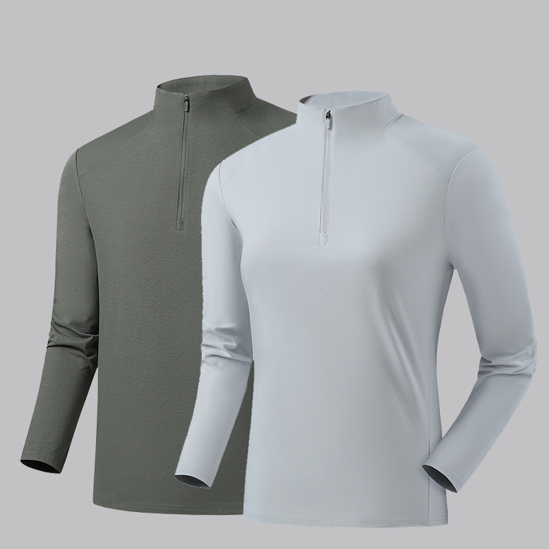 긴팔 티셔츠 남성 스트레치는 편하고 관리가 용이한 반집업 바람막이 이너 트레이닝 긴팔