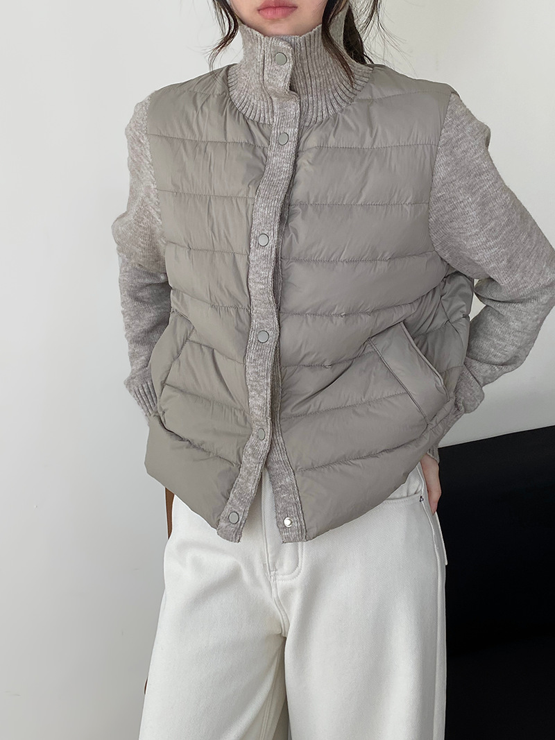 난로 칼라 패딩 여성 니트 패딩 두 벌의 90 화이트 오리털 점퍼 탑