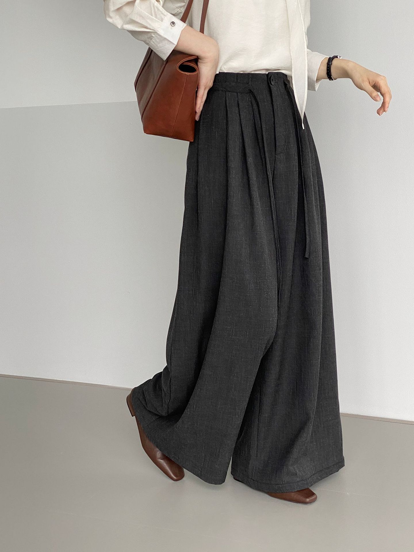 입추핏 한통 통근 고급감 와일드 슬림 와이드 팬츠 여성핏 캐주얼 롱 팬츠