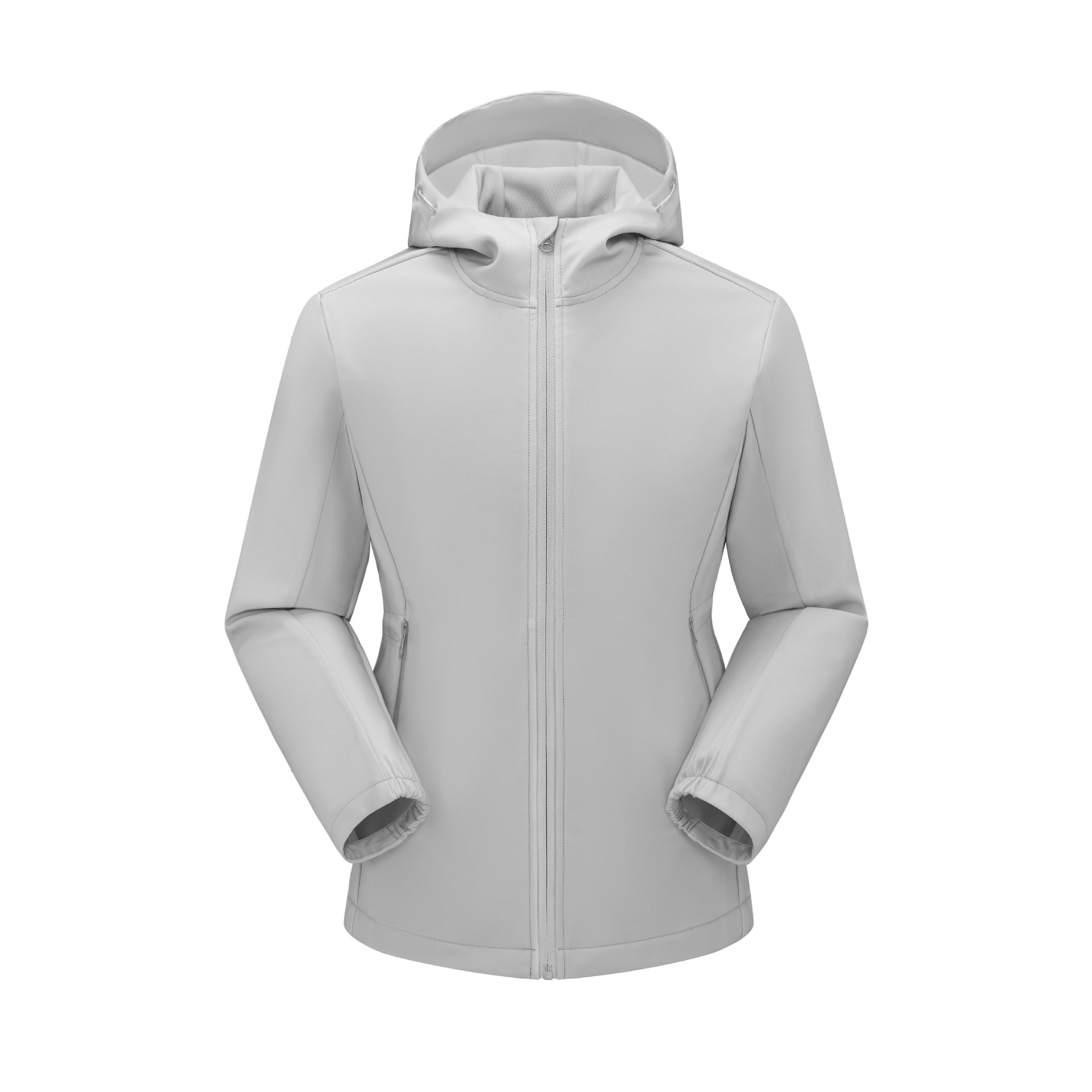 쇼트 기장의 소프트쉘 여성 신상으로 허리 잘려져 날씬해 보이는 가을 아웃도어 트레킹 보온성 살수 차단 코트입니다