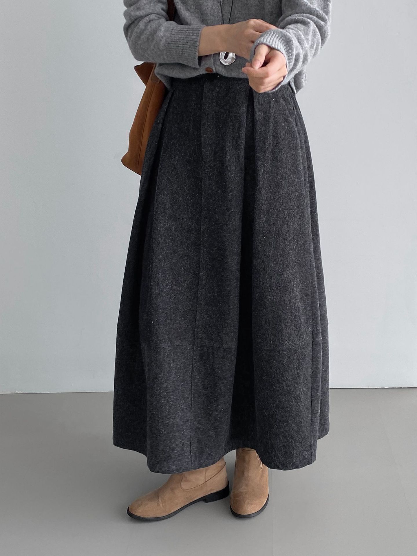 트위드 플로럴 스커트 트렌디하고 캐주얼한 a 라인 스커트