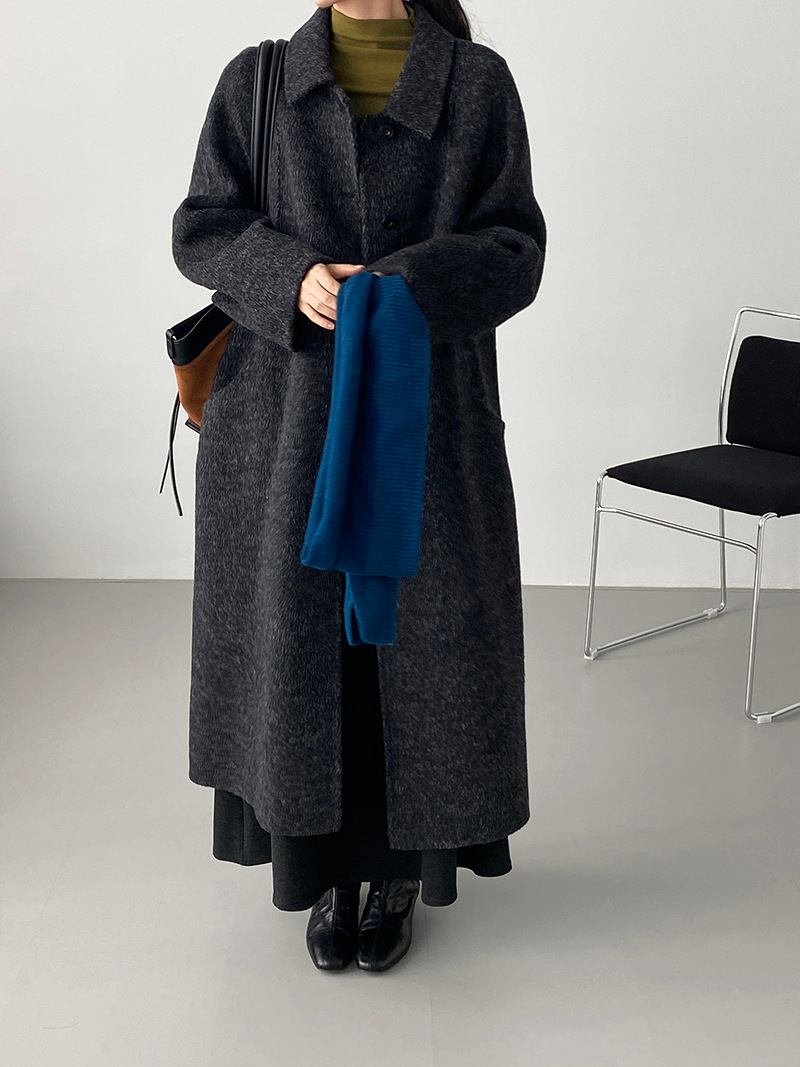 클래식한 코트 심플한 무드의 터틀 울코트 여성 싱글 코트 롱 기장의 고급스러운 아우터