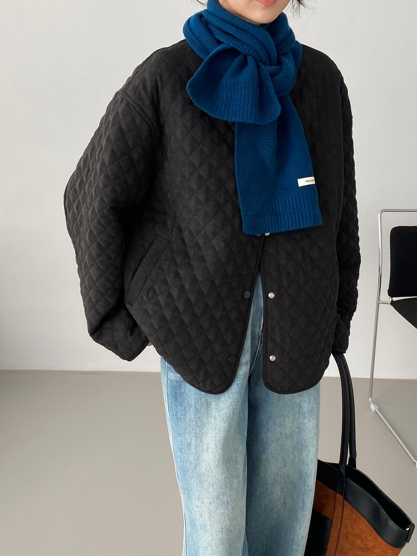 초겨울 작은 난로 스타일의 링거패딩 여성 라운드넥 루즈핏 레깅스 패딩