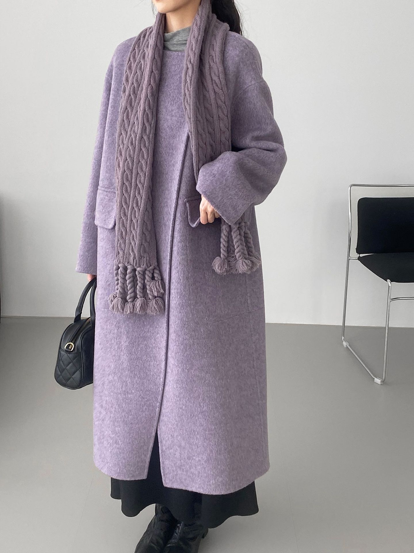 부드러운 텍스처의 한파 고급 울코트 여성 머플러 따뜻한 텍스코트