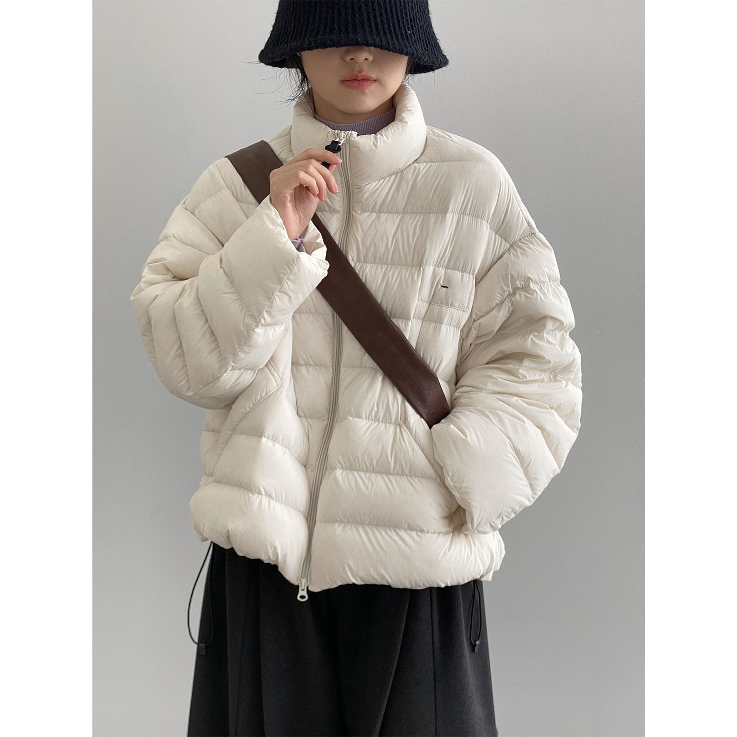 구름감 한류의 심플한 차이나 다운점퍼 파스텔 톤 오버 빵점퍼